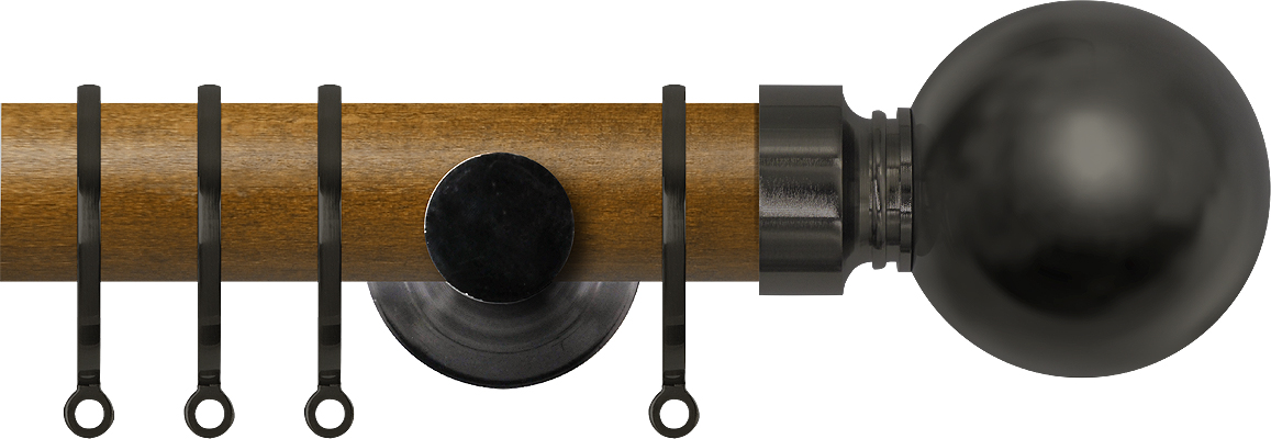 Renaissance Accents 35mm Mid Oak Cont Pole, Black Nickel Ball