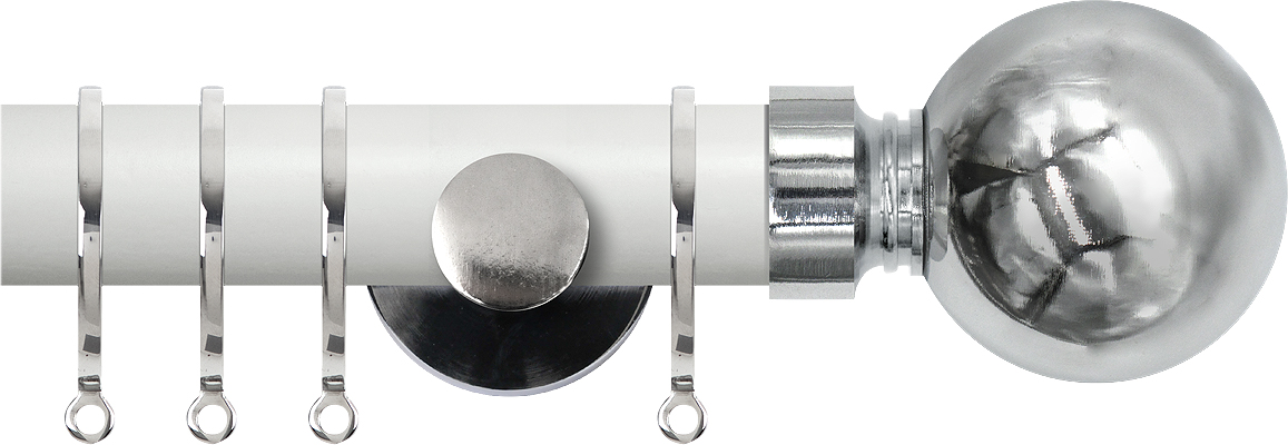 Renaissance Accents 35mm Chalk White Cont Pole, Polished Silver Ball