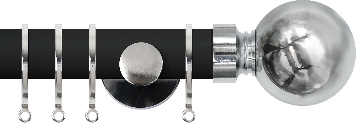 Renaissance Accents 35mm Cool Black Cont Pole, Polished Silver Ball