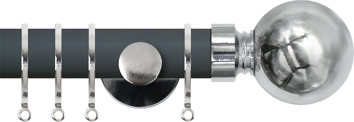 Renaissance Accents 35mm Slate Grey Cont Pole, Polished Silver Ball