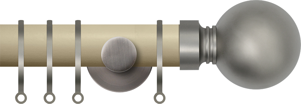 Renaissance Accents 35mm Cotton Cream Cont Pole, Titanium Ball