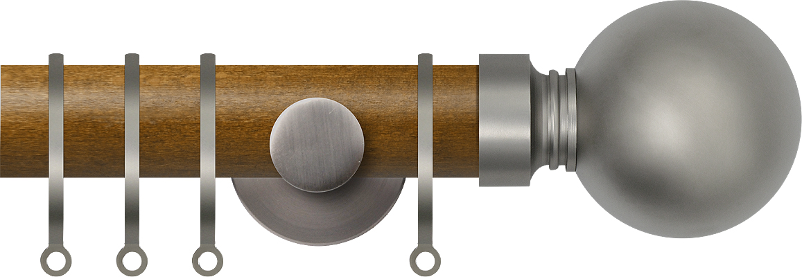 Renaissance Accents 35mm Mid Oak Cont Pole, Titanium Ball