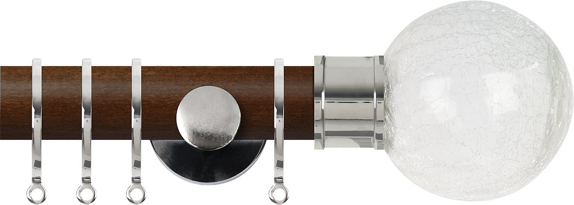 Renaissance Accents 35mm Dark Oak Cont Pole, Polished Silver Crackled Glass