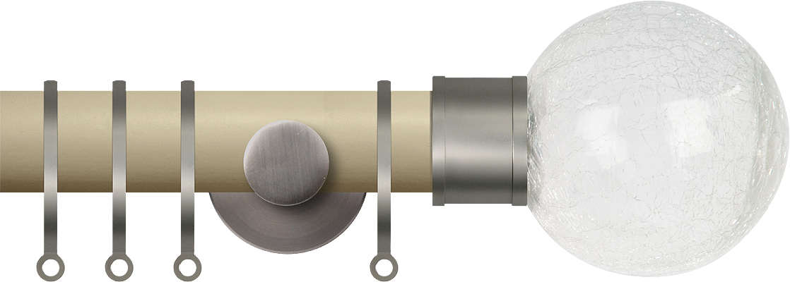 Renaissance Accents 35mm Cotton Cream Cont Pole, Titanium Crackled Glass