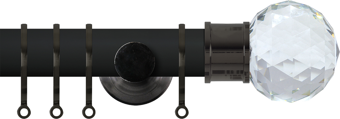 Renaissance Accents 35mm Cool Black Cont Pole, Black Nickel Cut Crystal