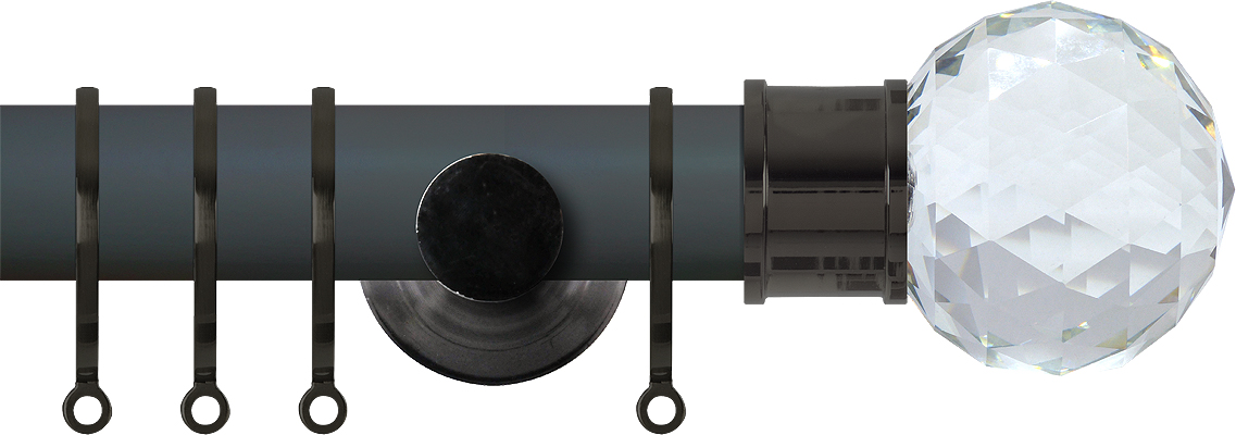 Renaissance Accents 35mm Slate Grey Cont Pole, Black Nickel Cut Crystal