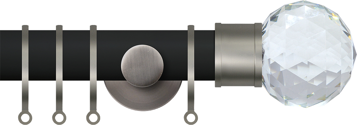 Renaissance Accents 35mm Cool Black Cont Pole, Titanium Cut Crystal
