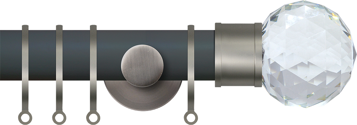 Renaissance Accents 35mm Slate Grey Cont Pole, Titanium Cut Crystal