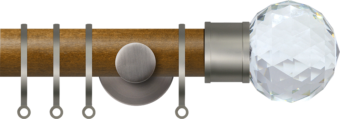 Renaissance Accents 35mm Mid Oak Cont Pole, Titanium Cut Crystal