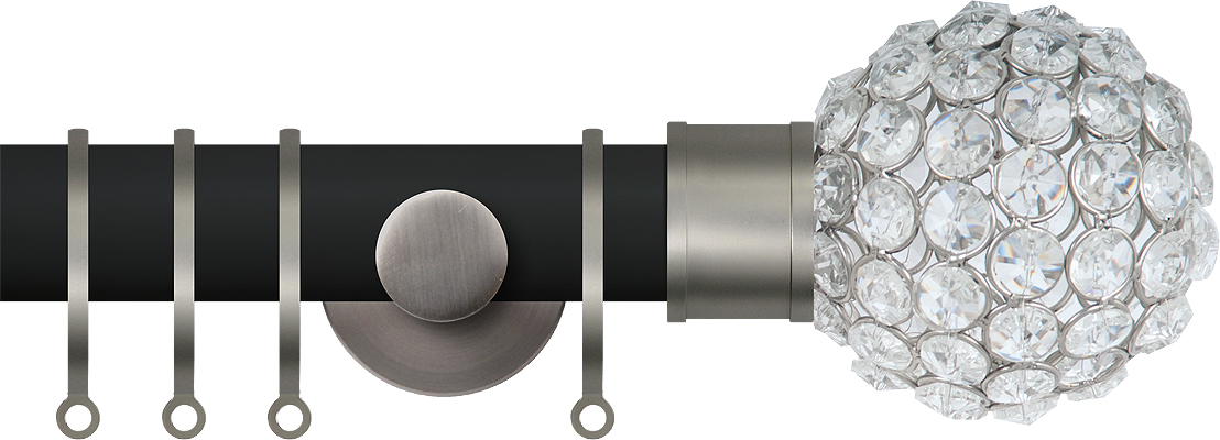 Renaissance Accents 35mm Cool Black Cont Pole, Titanium Crystal Bead