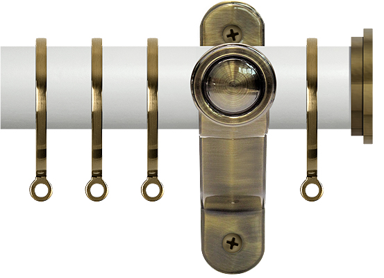 Renaissance Accents 50mm Chalk White Lux Pole, Ant Brass Fynn Endcap