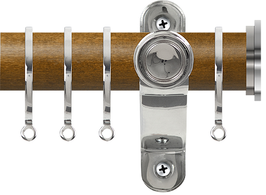 Renaissance Accents 50mm Mid Oak Lux Pole, Polished Silver Fynn Endcap