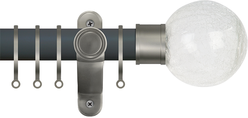 Renaissance Accents 50mm Slate Grey Lux Pole, Titanium, Crackled Glass