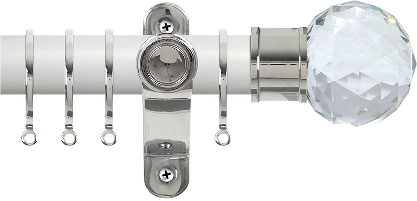 Renaissance Accents 50mm Chalk White Lux Pole, Polished Silver, Cut Crystal