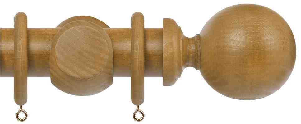 Renaissance Natur Oaks 50mm Wood Curtain Pole, Light Oak, Ball