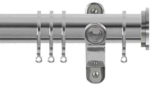 Renaissance Spectrum 35mm Curtain Pole Polished Silver, Fynn Endcap