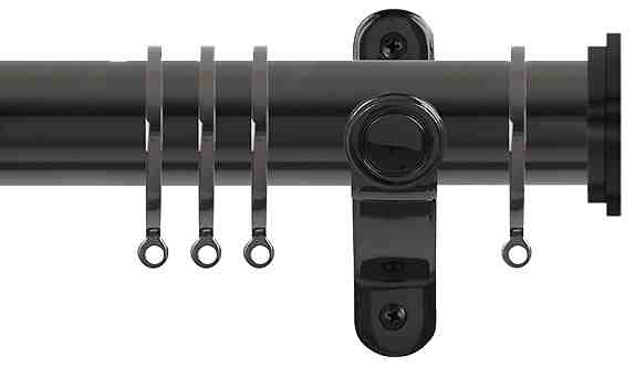 Renaissance Spectrum 35mm Curtain Pole Black Nickel, Fynn Endcap