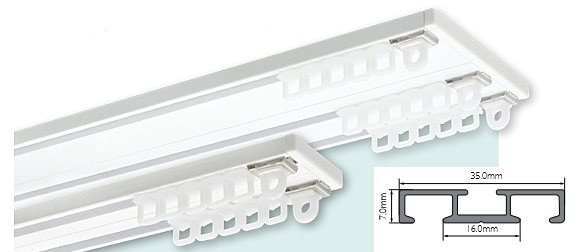 Renaissance Slim-line Project Ceiling Fix Double Groove Track White