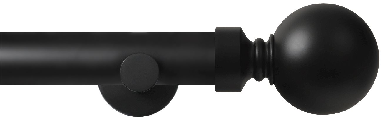 Renaissance Contemporary 28mm Eyelet Curtain Pole Matt Black Ball