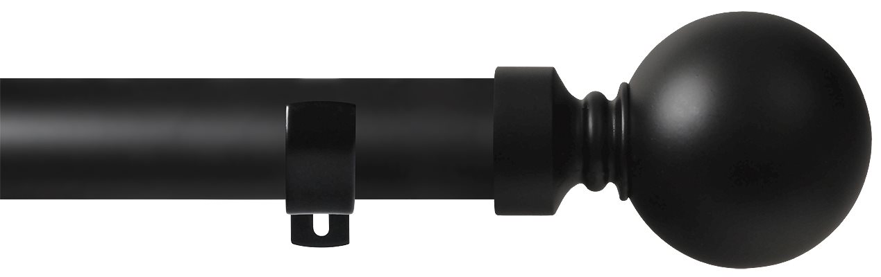 Renaissance Standard 28mm Eyelet Curtain Pole Matt Black Ball