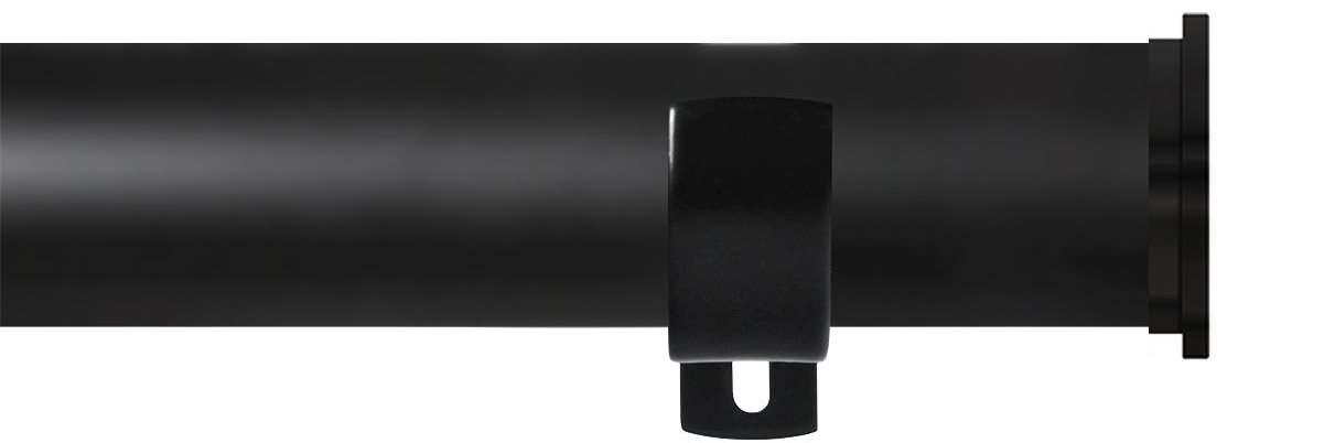 Renaissance Standard 28mm Eyelet Curtain Pole Matt Black Fynn Endcap