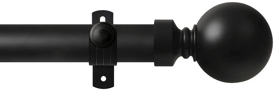 Renaissance 28mm Eyelet Adjustable Curtain Pole Matt Black Ball