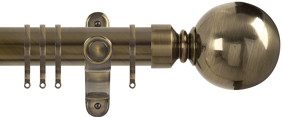 Renaissance Spectrum 35mm Curtain Pole Antique Brass, Plain Ball