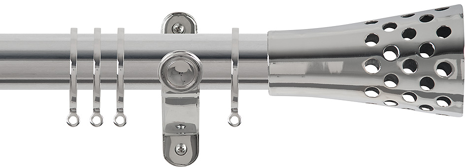 Renaissance Spectrum 35mm Curtain Pole Polished Silver, Trumpet