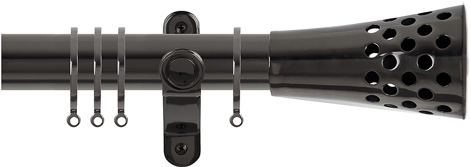 Renaissance Spectrum 35mm Curtain Pole Black Nickel, Trumpet