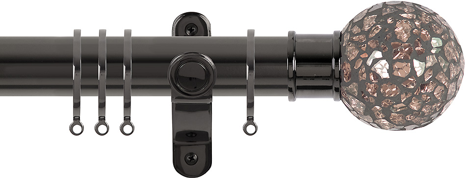 Renaissance Spectrum 35mm Curtain Pole Black Nickel, Rose Mosaic