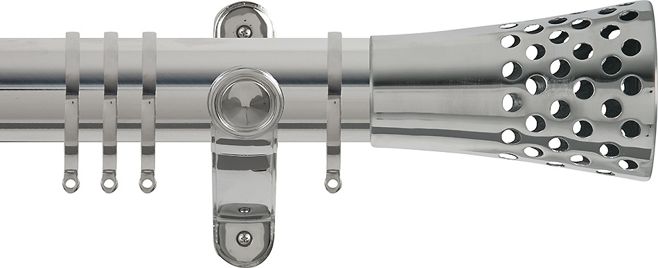 Renaissance Spectrum 50mm Curtain Pole Polished Silver, Trumpet