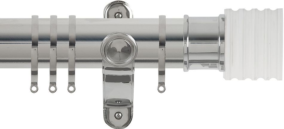 Renaissance Spectrum 50mm Curtain Pole Polished Silver, Acrylic Cube