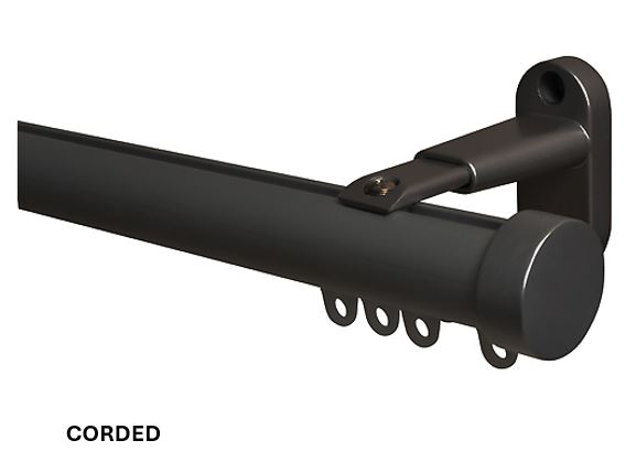 Renaissance Motiva Round Aluminium Corded Curtain Track Black, Endcap