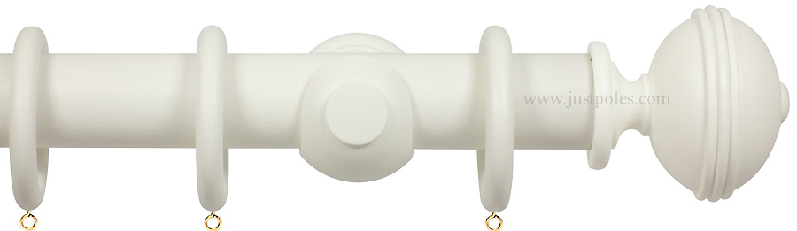 Opus 35mm Wood Curtain Pole Chalk White, Ribbed