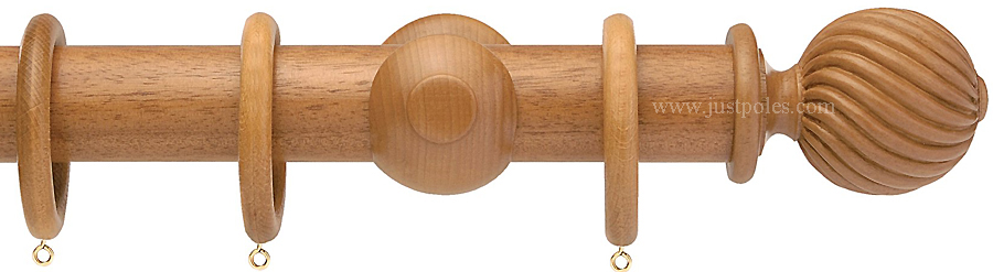 Opus 63mm Wood Curtain Pole Natural Oak, Twisted