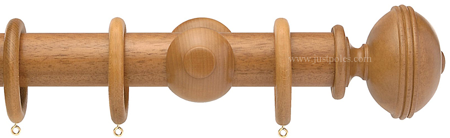 Opus 63mm Wood Curtain Pole Natural Oak, Ribbed