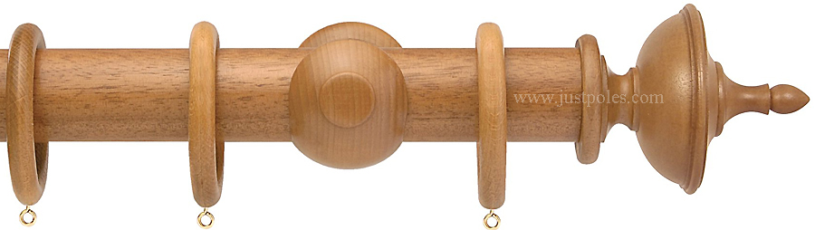 Opus 63mm Wood Curtain Pole Natural Oak, Urn