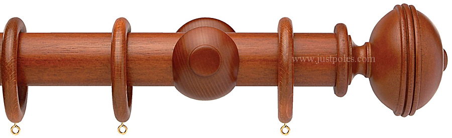 Opus 63mm Wood Curtain Pole Natural Mahogany, Ribbed