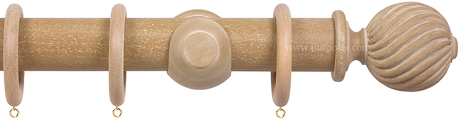 Opus 63mm Wood Curtain Pole Vintage Oak, Twisted