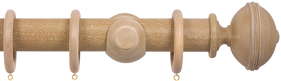 Opus 63mm Wood Curtain Pole Vintage Oak, Ribbed