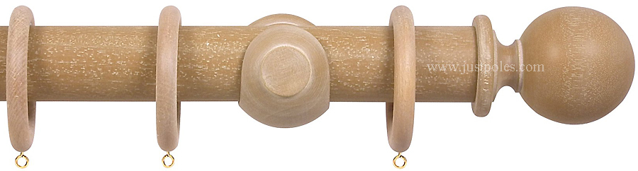 Opus 63mm Wood Curtain Pole Vintage Oak, Ball