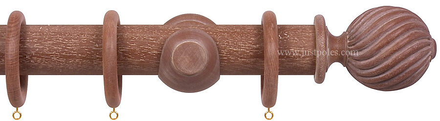 Opus 63mm Wood Curtain Pole Vintage Mahogany, Twisted