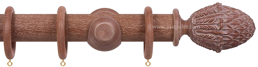 Opus 63mm Wood Curtain Pole Vintage Mahogany, Pineapple