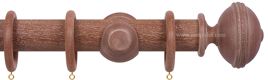 Opus 63mm Wood Curtain Pole Vintage Mahogany, Ribbed