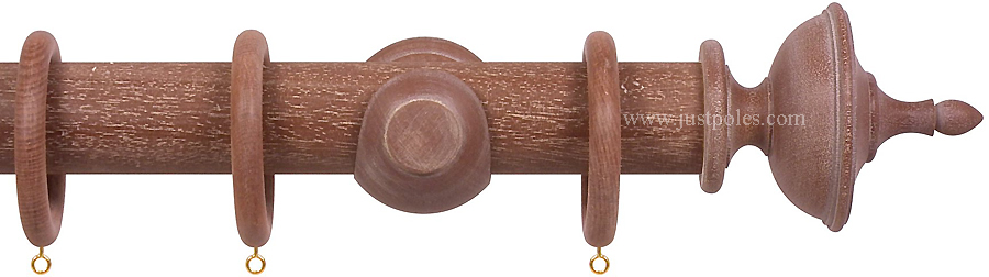 Opus 63mm Wood Curtain Pole Vintage Mahogany, Urn