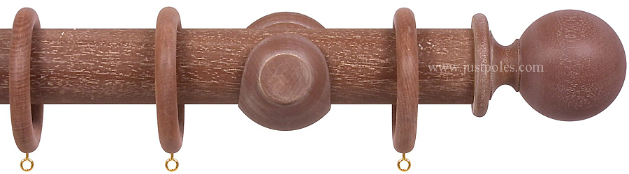 Opus 63mm Wood Curtain Pole Vintage Mahogany, Ball