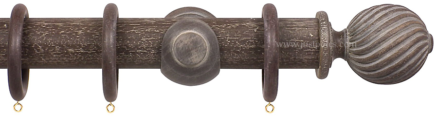 Opus 63mm Wood Curtain Pole Vintage Walnut, Twisted