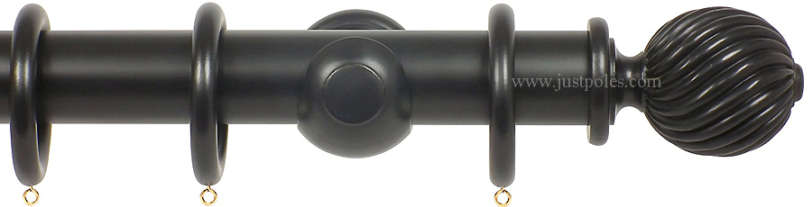 Opus 63mm Wood Curtain Pole Ebony, Twisted