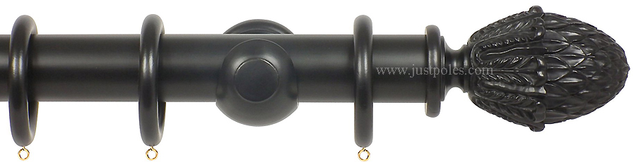 Opus 63mm Wood Curtain Pole Ebony, Pineapple