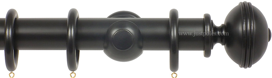 Opus 63mm Wood Curtain Pole Ebony, Ribbed